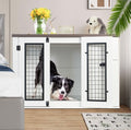 Designer Dog Crate That Looks Like Furniture — Dual Door, White & Walnut